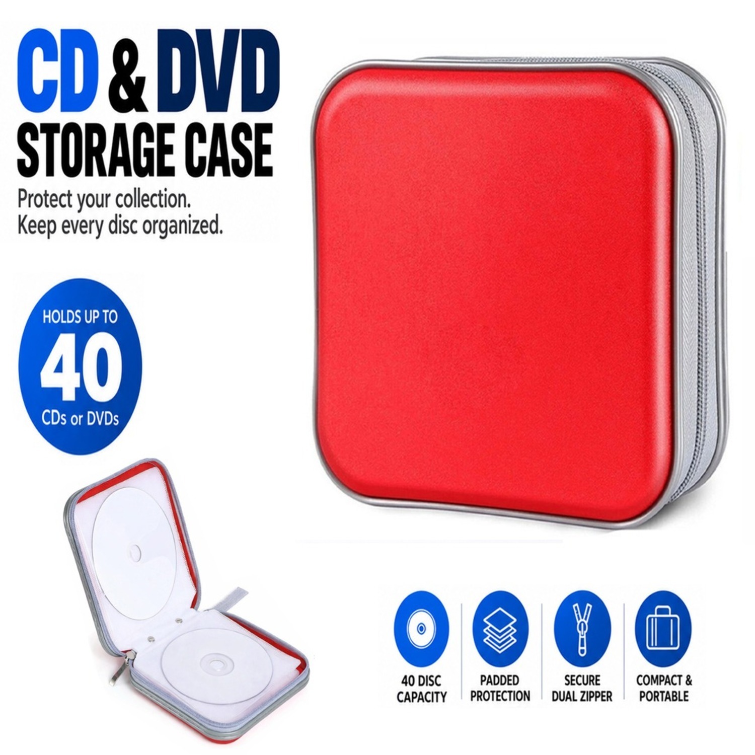 Atek Dvd Storage Case - Red