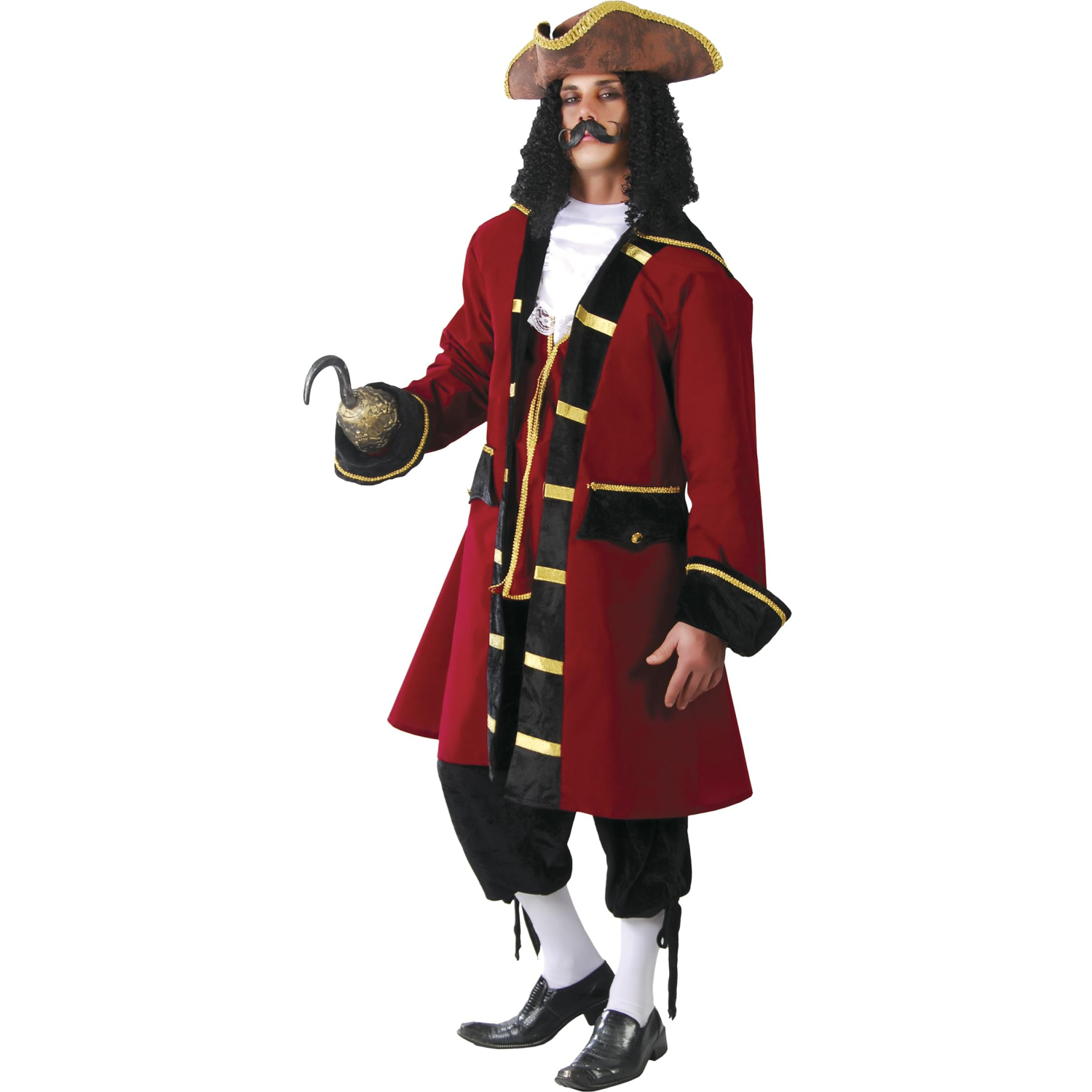 FIESTAS GUIRCA Deluxe Pirate Captain Mens Fancy Dress Costume Hook Outfit Red Jacket, Trousers and Cravat Pirate Fancy Dress Men - Image 3