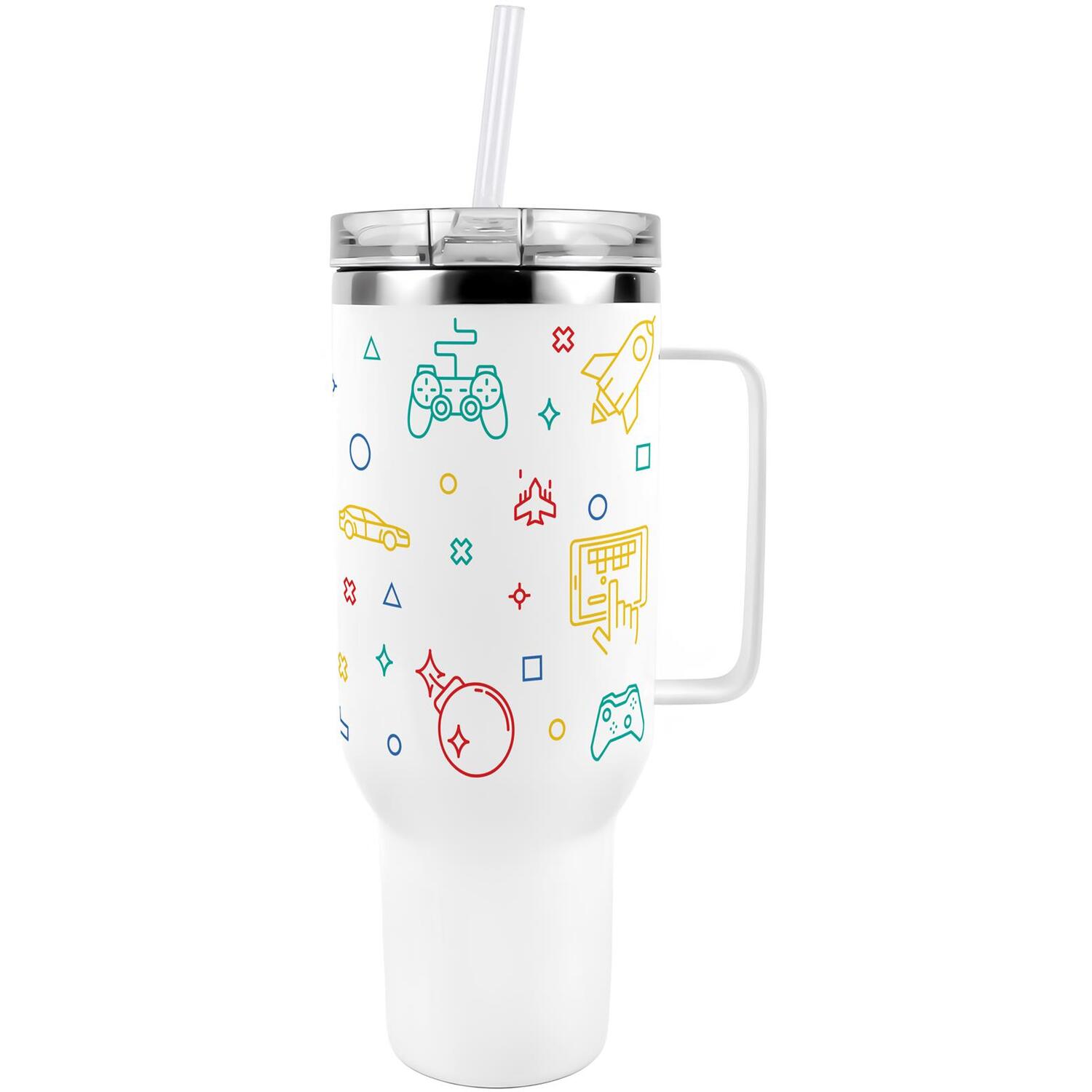 B&Q - Gaming Icons40Oz Stainless Steel Xl Travel Cup With Straw And Lid - Image 2