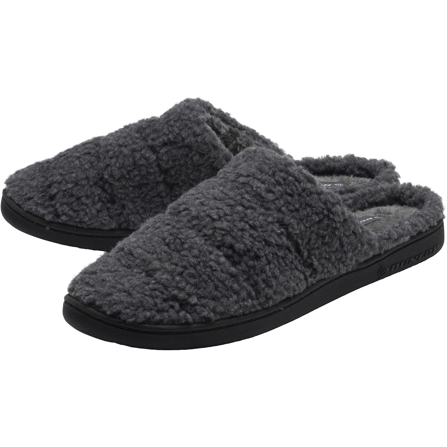 Dunlop Mens Teddy Fleece Mule Slippers