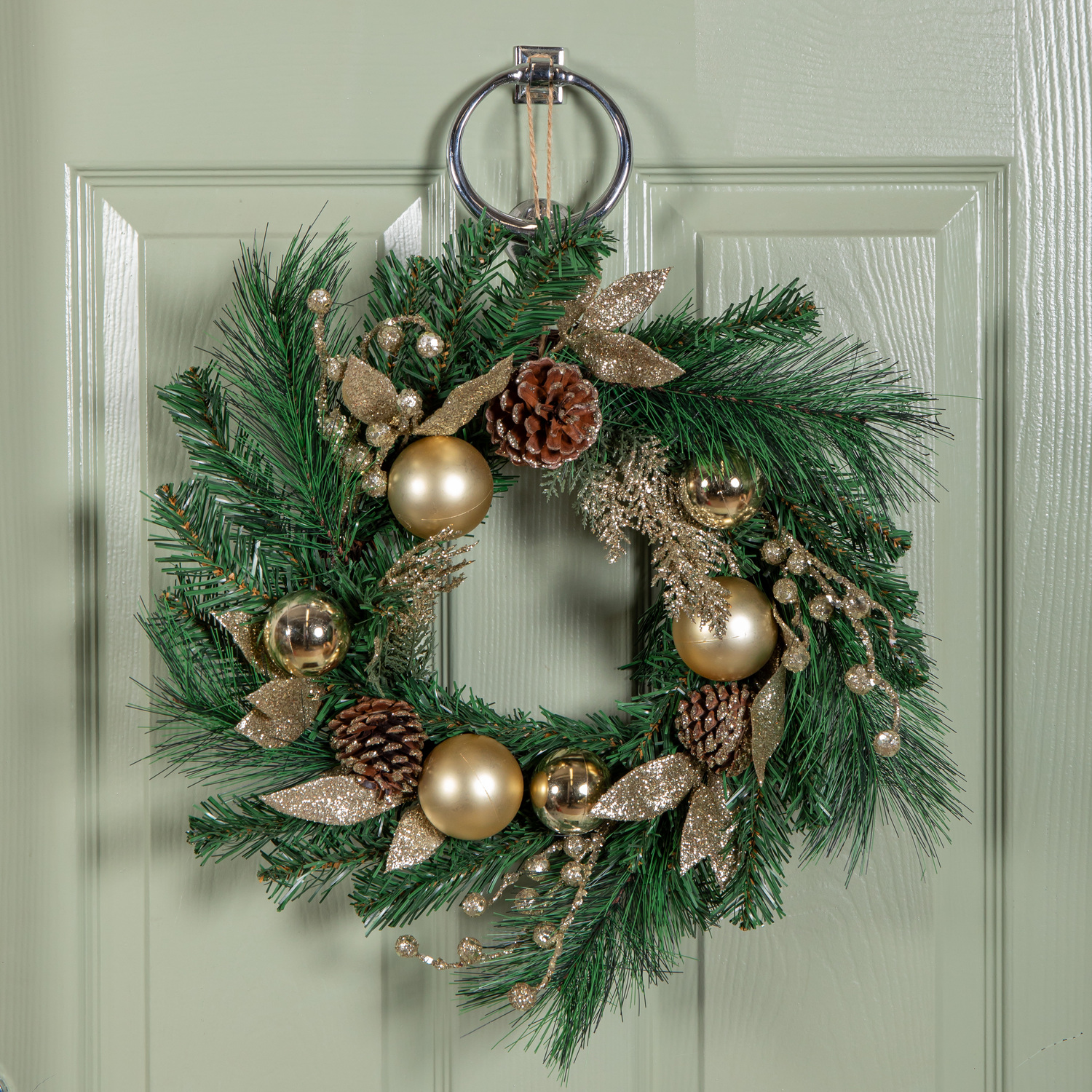 Samuel Alexander Gold Baubly Christmas Wreath - 40cm - Image 4