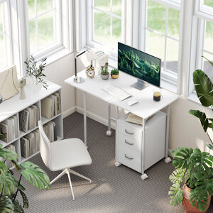 HOMCOM 105 x 51 cm Foldable Computer Desk with 3 Drawers, White