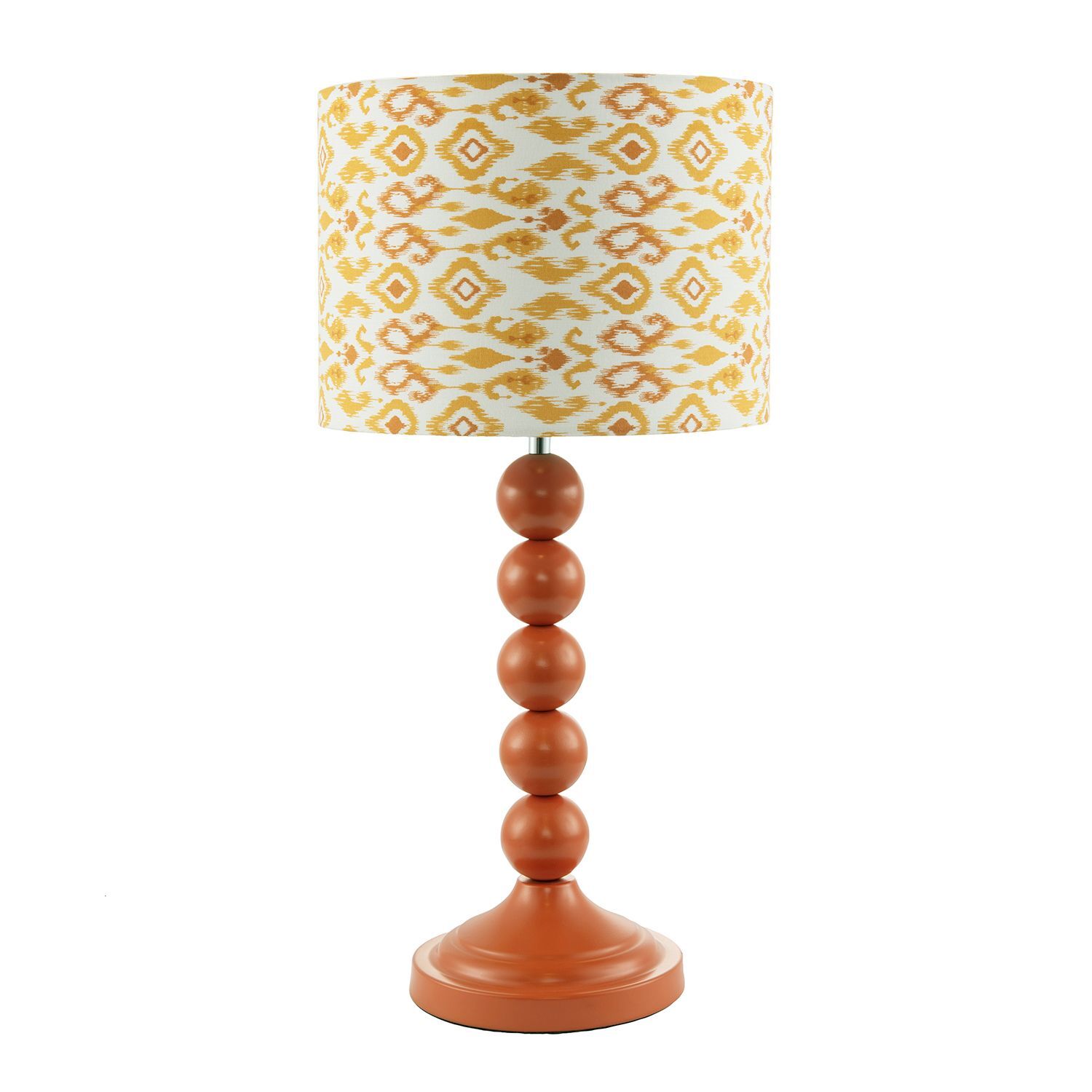 Happy Homewares Chic Table Lamp With Aztec Style Yellow And Fabric Shade
