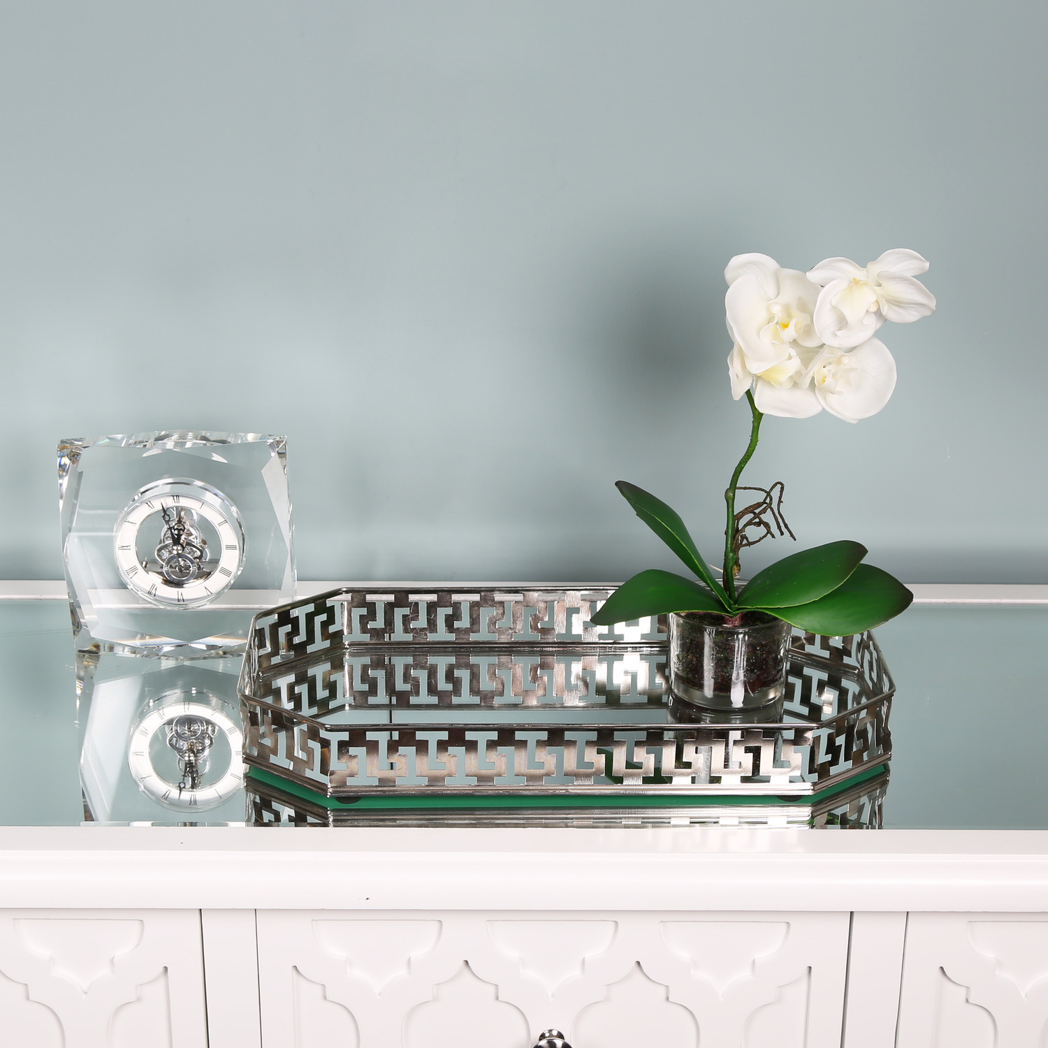 Vanity Living - Set of 3 Oval Mirrored Tray for Home Decor - Silver / 40cm thumbnail