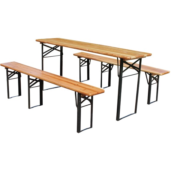 BIRCHTREE Outdoor Wooden Folding Beer Table Bench Set
