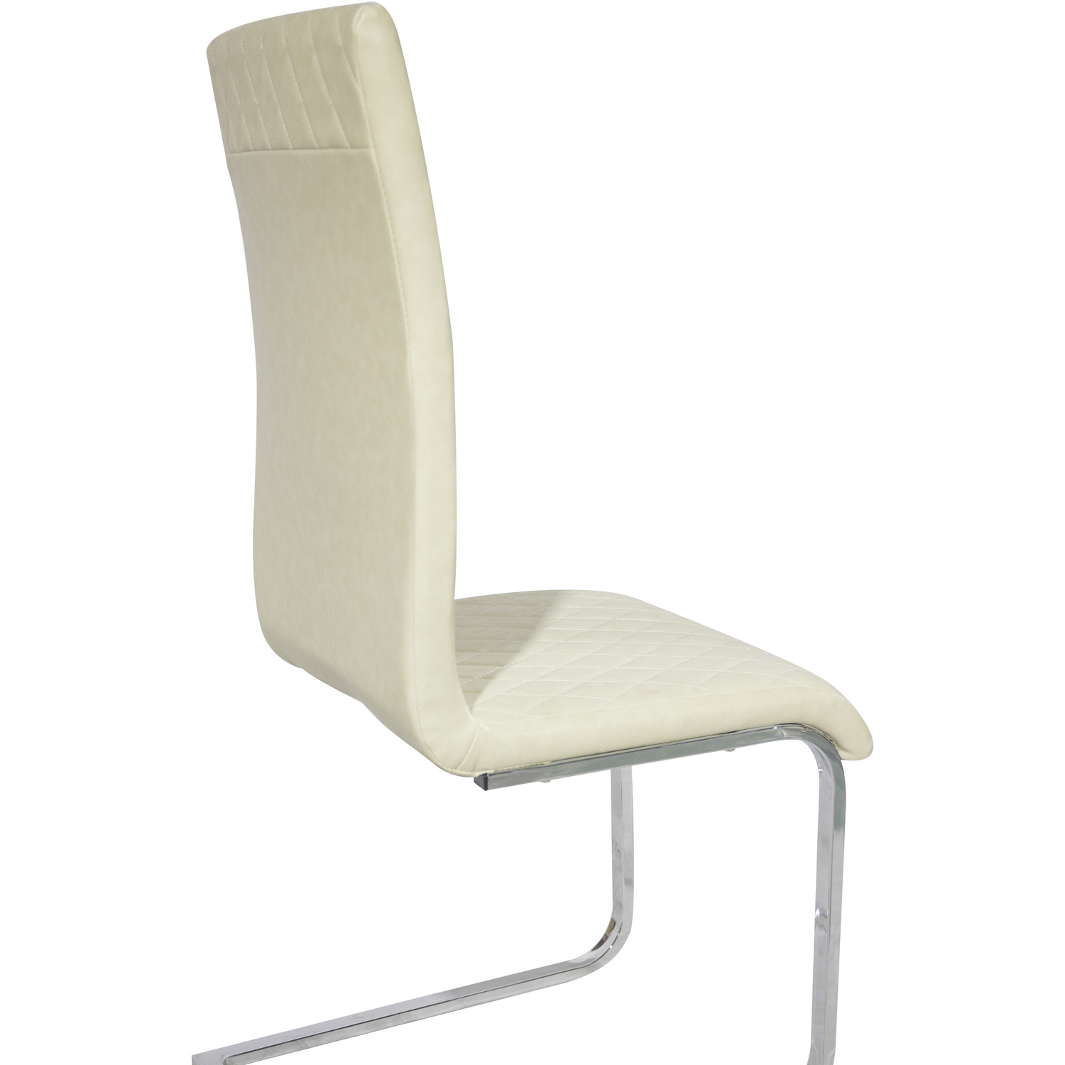 Pair Of Cantilever Pu Leather Upholstered Dining Chairs - Beige Gloss