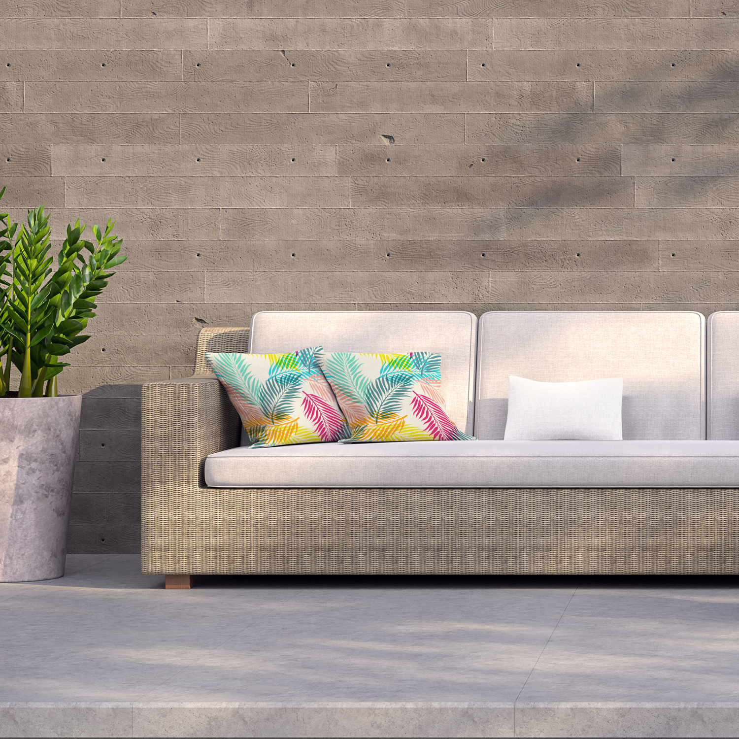 Jungle leaves Outdoor Cushion - Blue / 60cm