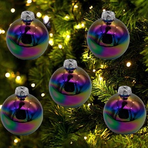 10 Black Iris Glass Christmas Tree Baubles