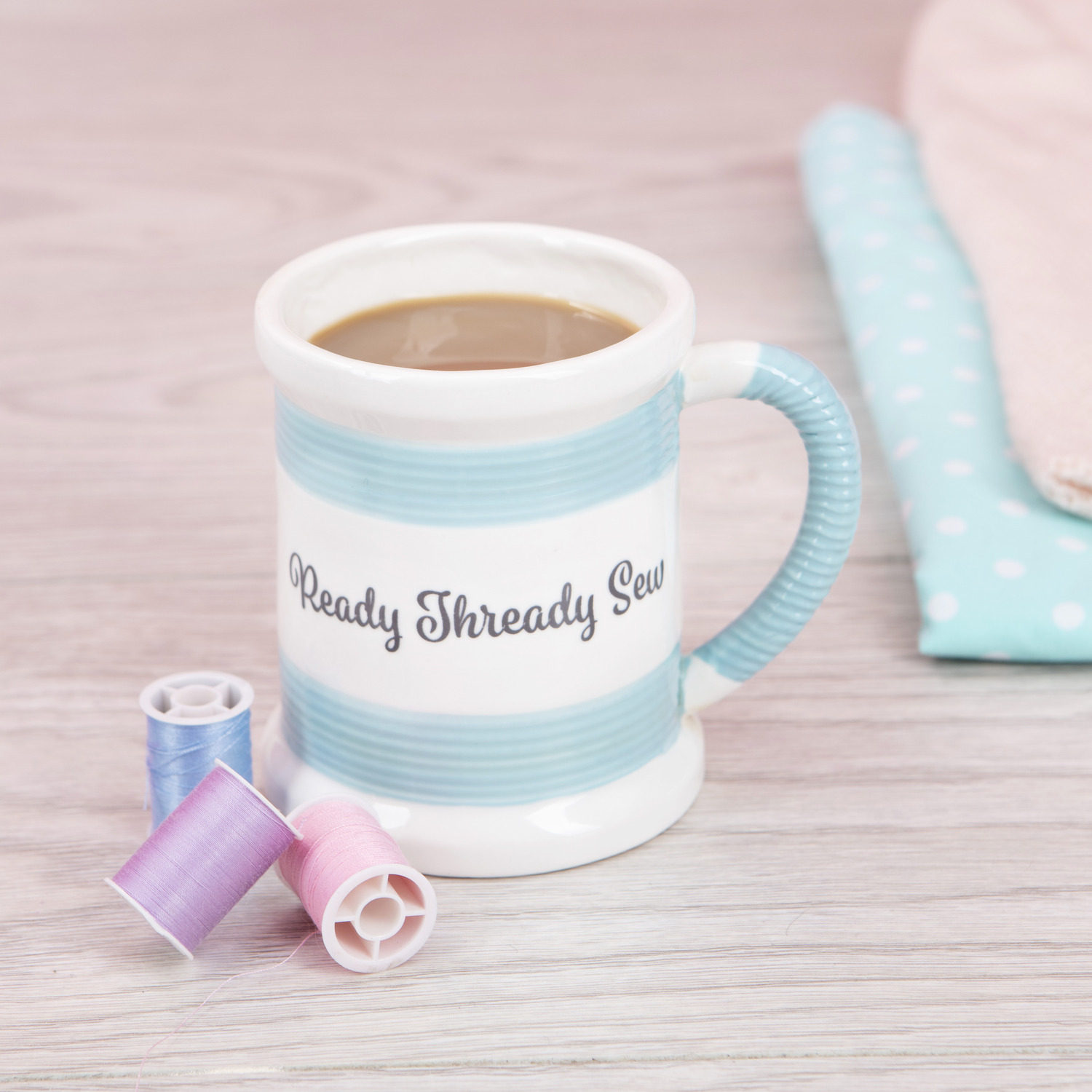 Sewing Mug   - Ready Steady Sew - White