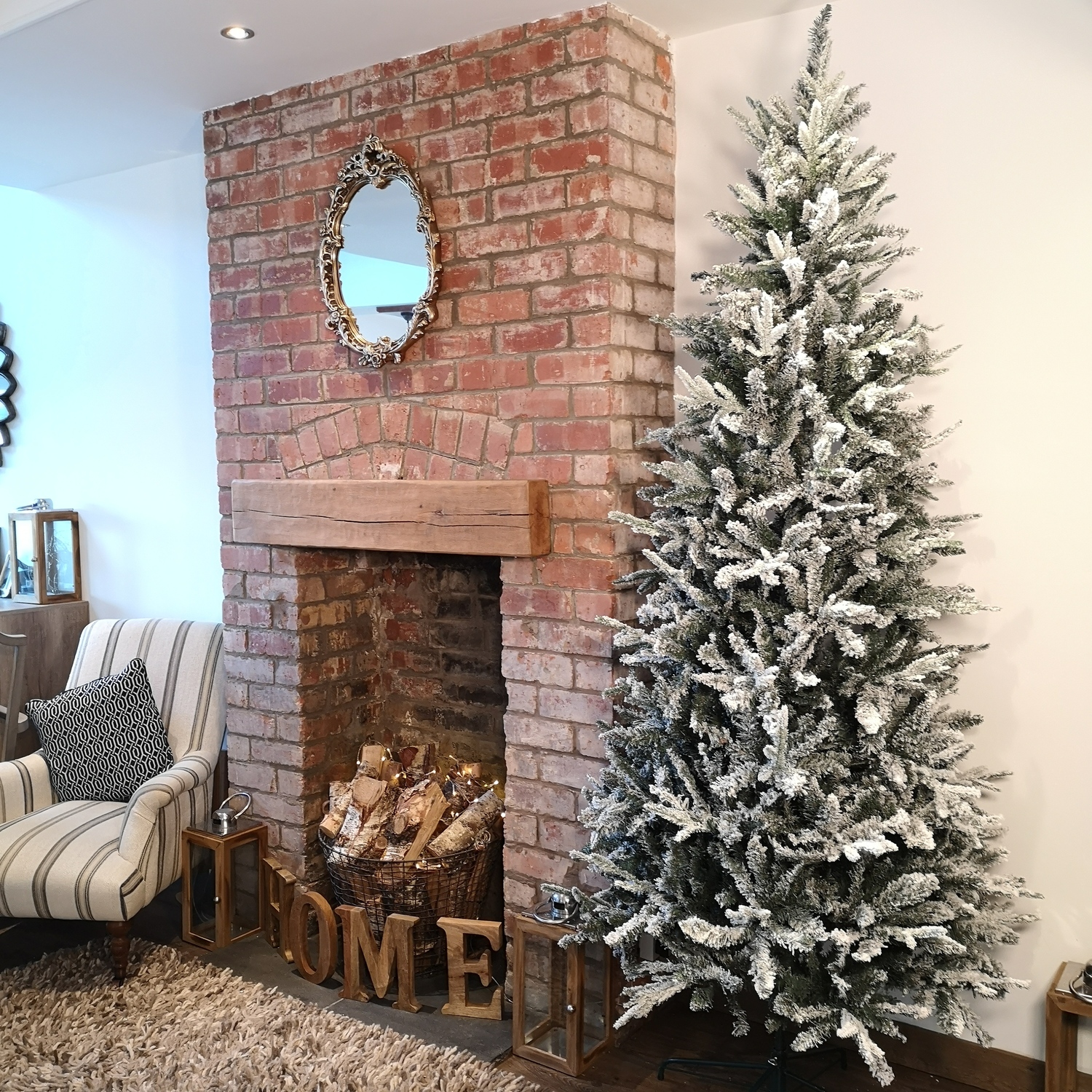 8ft Lapland Spruce Snow Flocked Christmas Tree PE PVC Mixed Branches - Snow