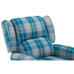 Blue Eaton Wing Back Fireside Check Fabric Recliner Armchair shot 2417076