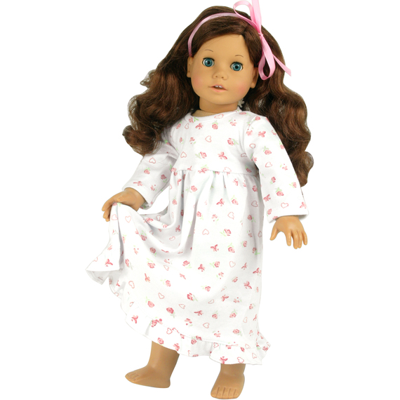 Sophia's by Teamson Kids Floral Print Nightgown for 18'' Dolls, White