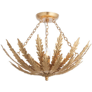 Delphine Decorative Gold Layered Leaf Semi Flush Ceiling Light