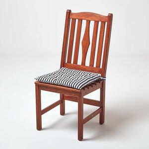 Thin Stripe Cotton Seat Pad with Button Straps