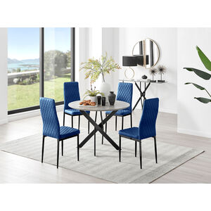 Navy Novara Grey Concrete Black Leg Round Dining Table 4 Milan Black Leg Chairs shot 3521119