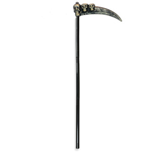 Triple Skull Scythe Halloween Prop Toy Weapon Larp