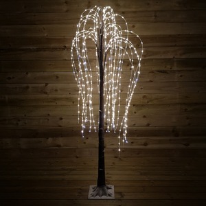 Brown Flocked Willow Tree 600 LED Warm White Garden Christmas Decoration