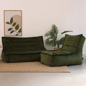 icon Kota Velvet Bean Bag Floor Sofa Set