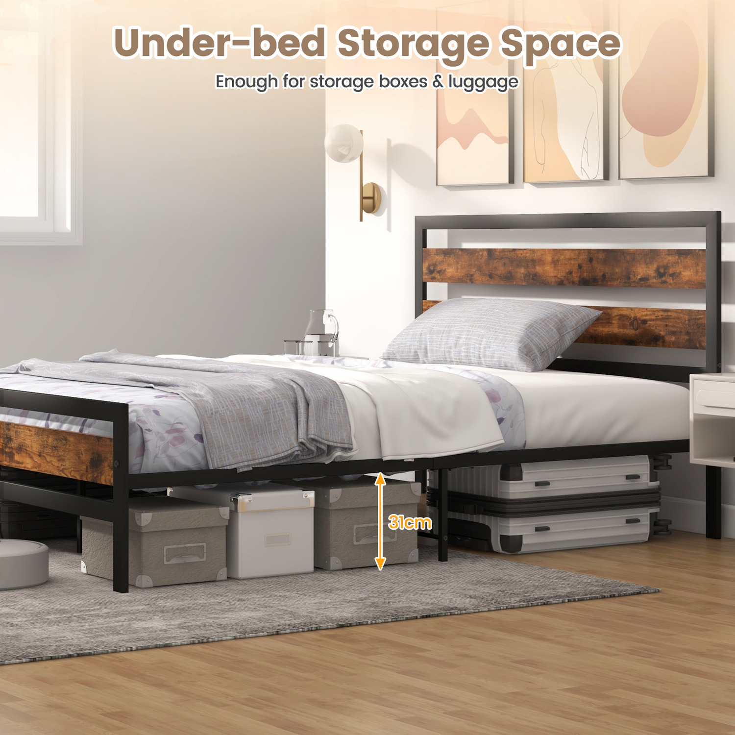 Industrial King Bed Frame - Black