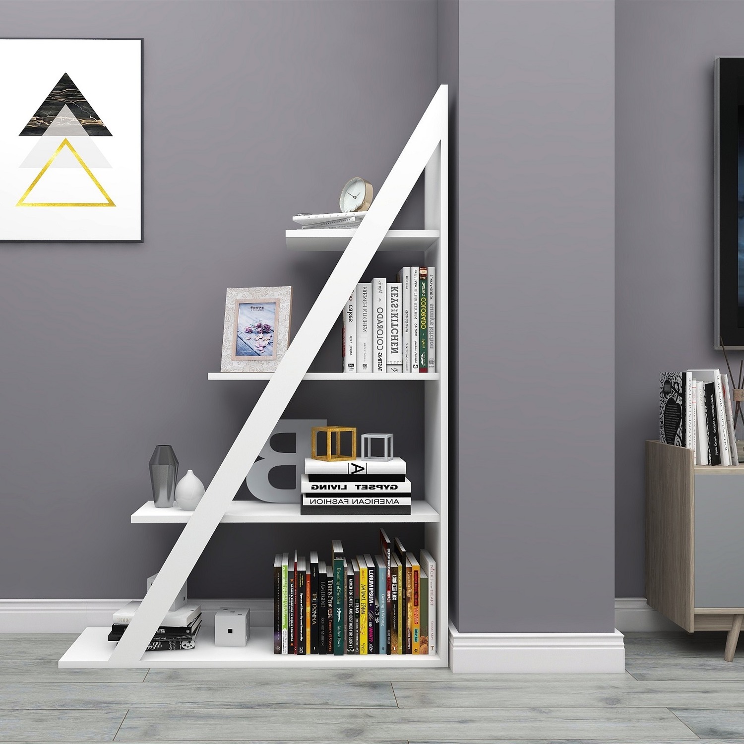 Bookcase Amando Ladder Bookcase - White