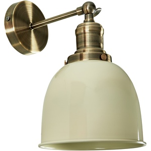 Antique Brass Adjustable Knuckle Joint Wall Light With Gloss Cream Dome Shade