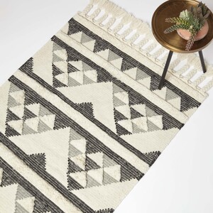 Kota Black and Grey Kilim Wool Rug