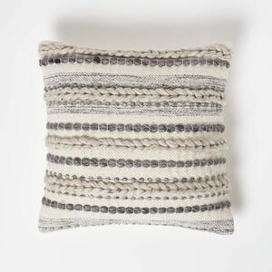 Homescapes Fyn Handwoven Braided Beige Grey Kilim Cushion