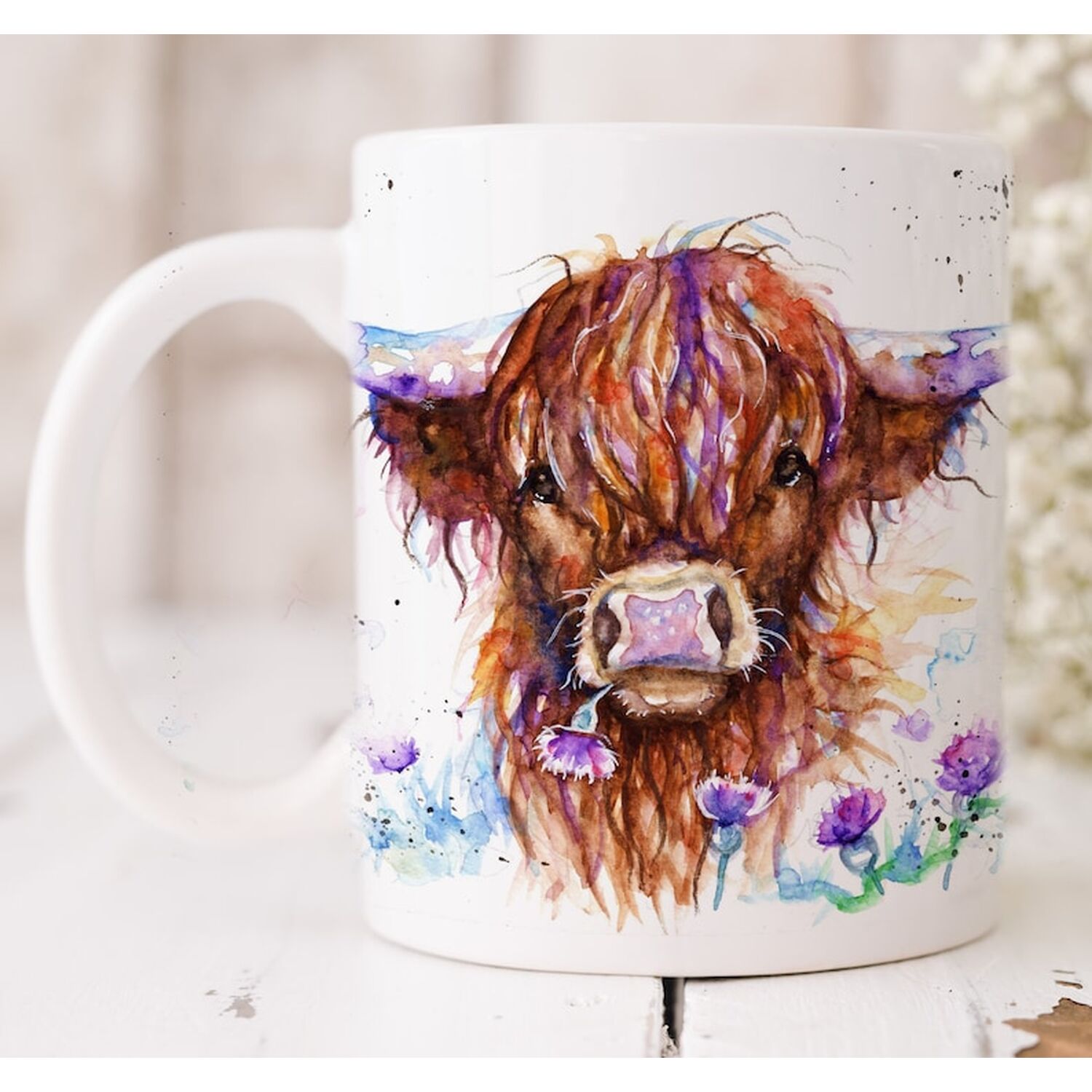 Image of Highland Cow Watercolour Art Mug -&hellip;