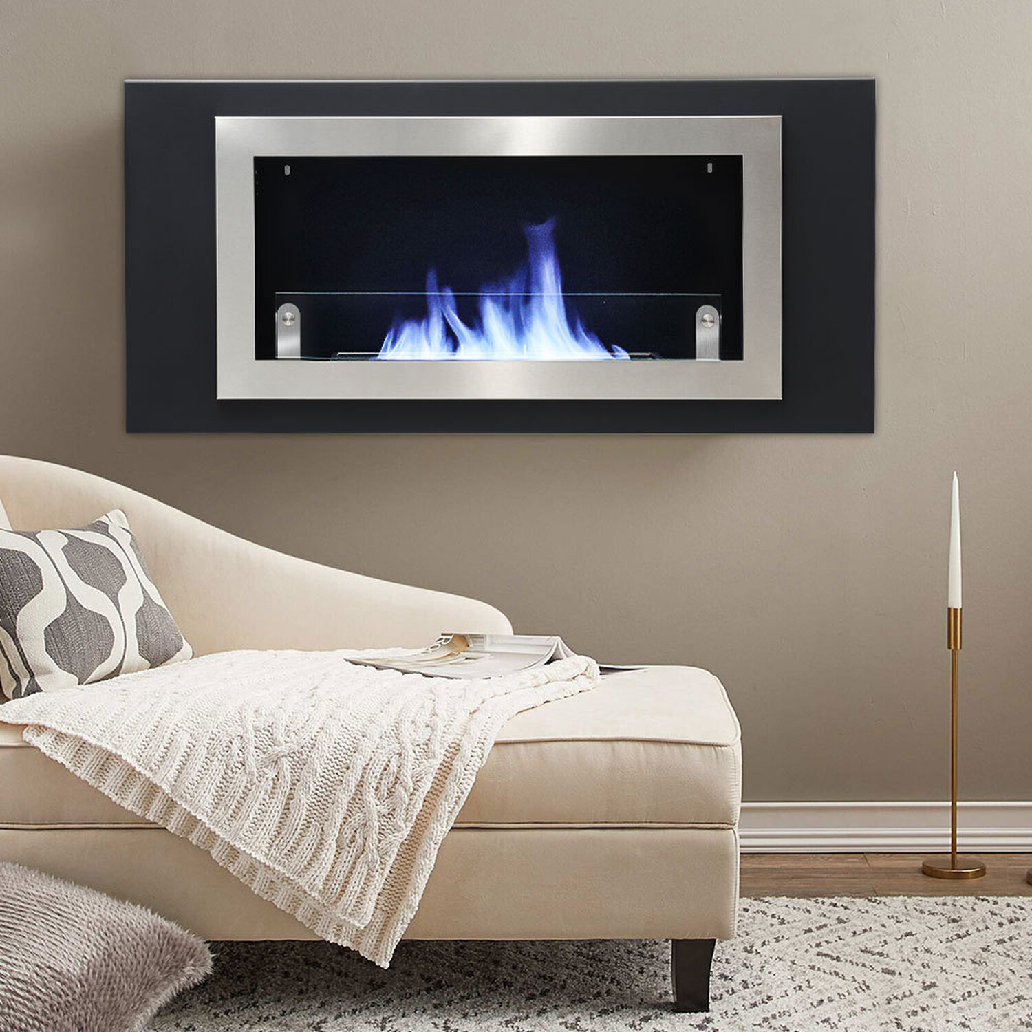 Stainless Steel Recessed Ethanol Fireplace