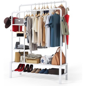 Open Clothes Rail with Shoe Rack and Storage Shelves