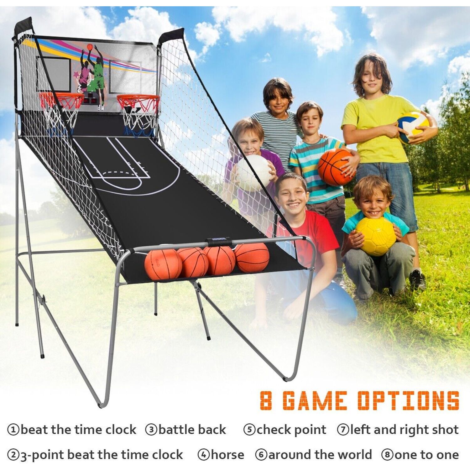 Foldable Double Shot Basketball Arcade Game
