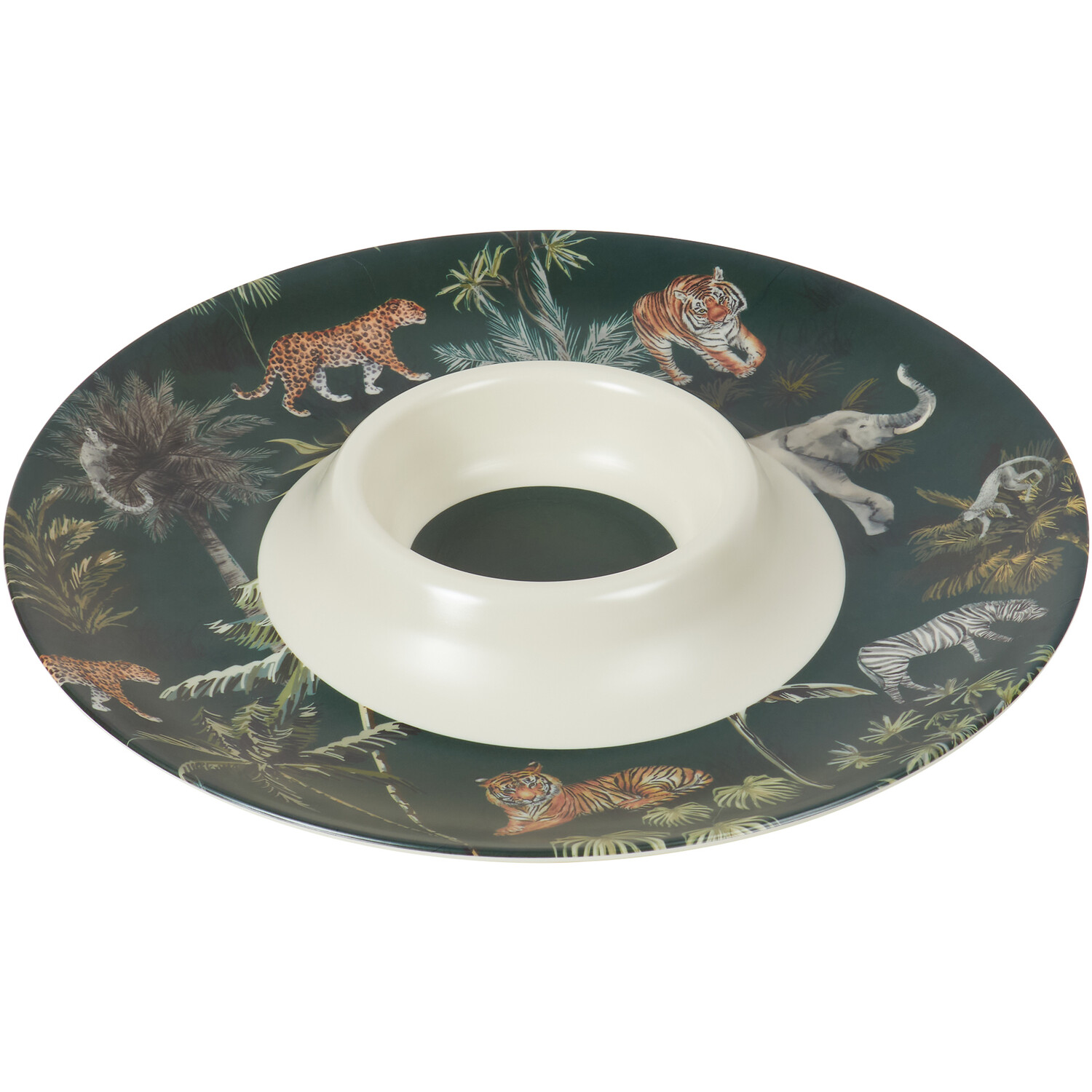 Boho Jungle Chip Dip Platter - Dark Green