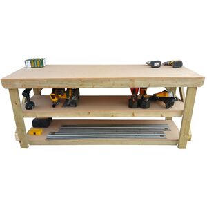 Mdf Top Workbench With Double Shelf