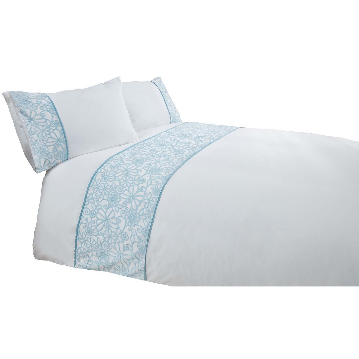 Butterfly Polycotton Duvet Set Double With Pillowcase - Duck Egg Double