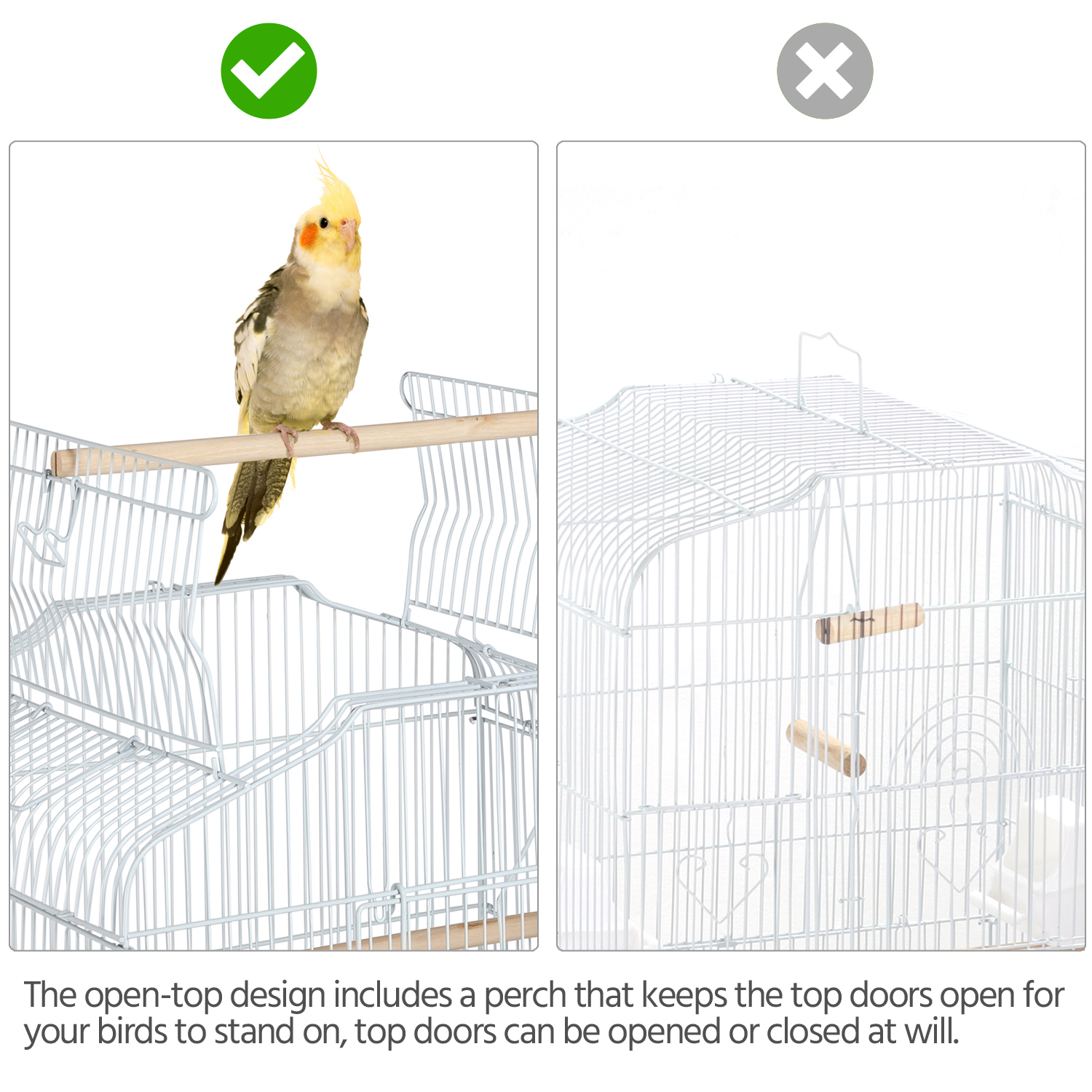Rolling Parrot Cage with Double Doors - Parrot Bird Cages With Secure Doors