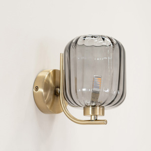 Amelie Gold Stem Single Ribbed Glass Lamp Wall Light