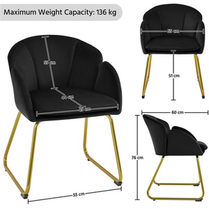 Black Yaheetech Flower Shape Vanity Chair Accent Chair shot 6213445