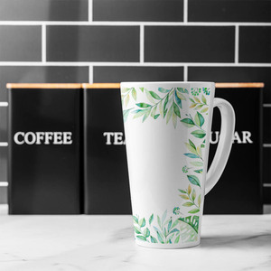 Light Botanical Leaves Latte Mug
