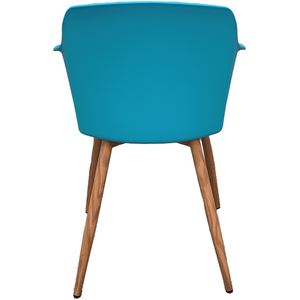 Blue Single Eden Plastic Dining Chair with Padded Leather Cushions for Dining Room shot 6828533