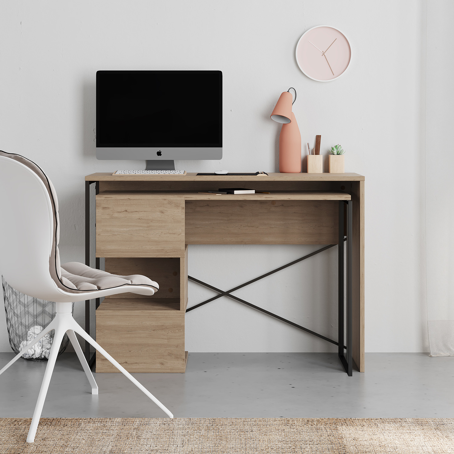 Badau Modern Multipurpose Working Table - Natural Oak