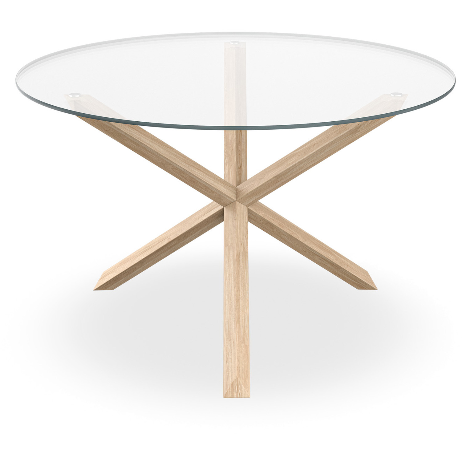 Malvern Round Glass Dining Table Set W Oak Legs W 4-6 Monza Faux Leather Chair - Black 4