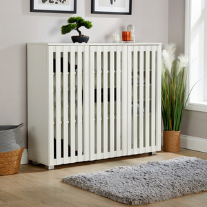 White Halden Shoe Storage 3 Door Slatted Front Cabinet Unit  shot 7647910