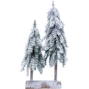 Scandi Downswept Frosted Trees Christmas Decoration