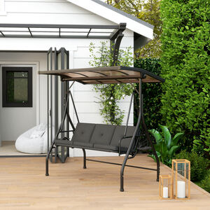 Outsunny 3 Seater Garden Swing Seat Bed with Cup Trays