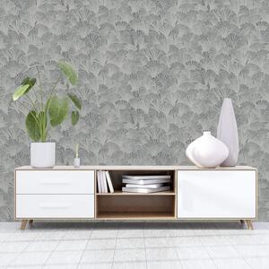 Arthouse Ginkgo Grey Silver Wallpaper Leaves Art Line Style Paste The Paper