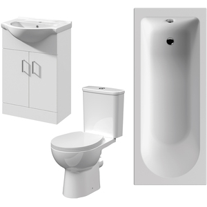 Bathroom Suite Bath, Front Panel, Vanity Basin Unit, Toilet, Seat