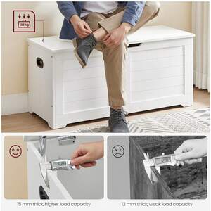 White VASAGLE Chest, Bench, Blanket Box with 2 Safety Hinges, Shoe Bench shot 9014986