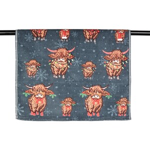 Christmas Highland Cow Hand Towel