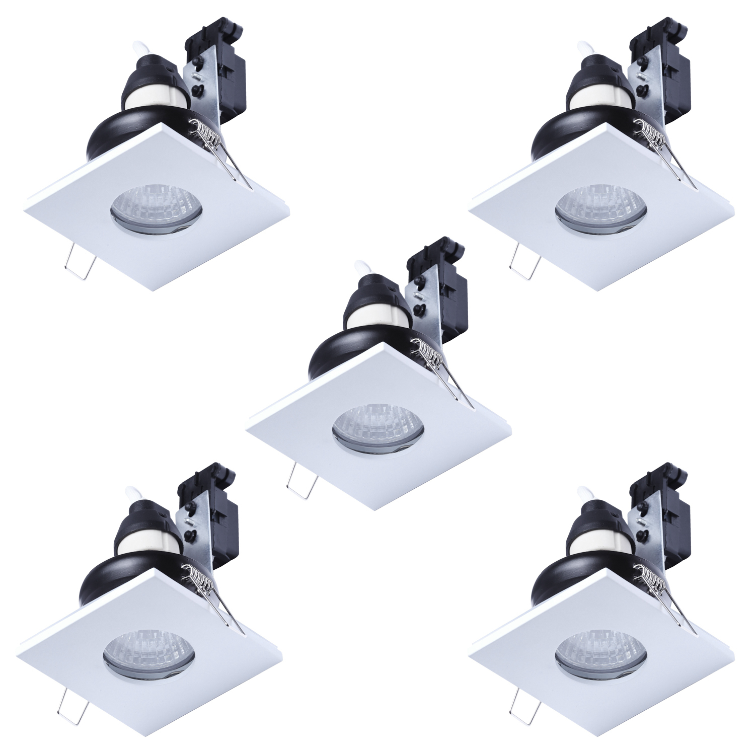 White Fixed Square Ip65 Shower Downlights - White 5