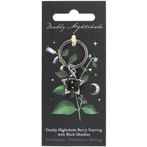 Deadly Nightshade Keyring with Black Obsidian